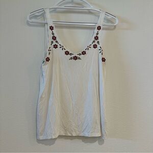 American Eagle Soft & Sexy White Tank with Red Roses